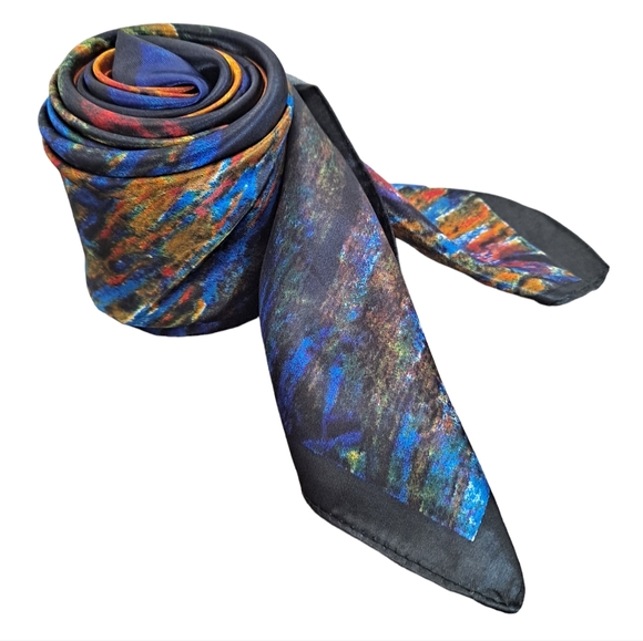 💖 2/$30 Square Satin abstract art oil painting Hair neck or purse Scarf New - Picture 11 of 16